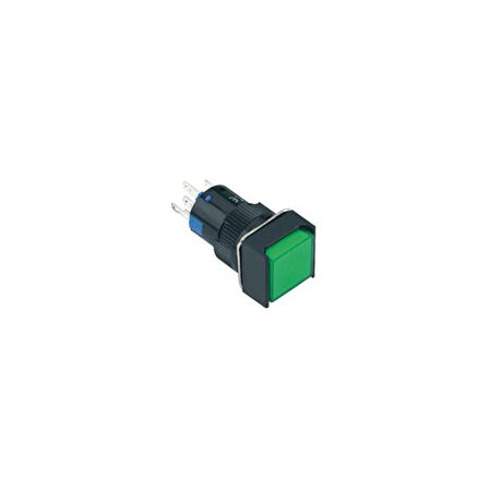16mm Sinyal Lambaları KARE 2P LED VOLTAJI 10V~24V ve 220V YEŞİL