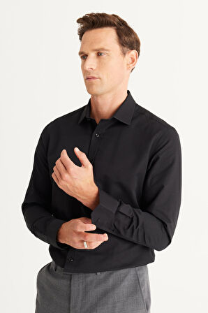 Altınyıldız Classics Slim Fit Klasik Yaka Siyah Erkek Gömlek 4A2024100012