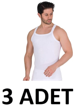 Berrak 1044 (S-48) Erkek Beyaz 3 ADET İnce Askılı Fitilli Kaşkorse Atlet