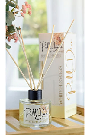 Beyaz Çiçekler Bambu Çubuklu Ortam Ev Oda Salon Koku Kokusu Ve Oda Parfümü 120 ml