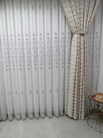 NİVEMESHOME NİSA 555 GÜMÜŞ 1/2,5  PİLELİ TÜL PERDE APM