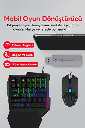 5-1 IN Klavye ve Fare Konsolu Denetleyici Dönüştürücü Adaptör Desteği Android Telefonlar İçin