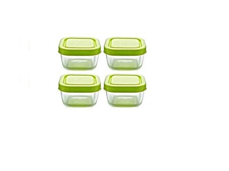 Paşabahçe 53223 snowbox 4 lü cam saklama kabı 275cc yeşil