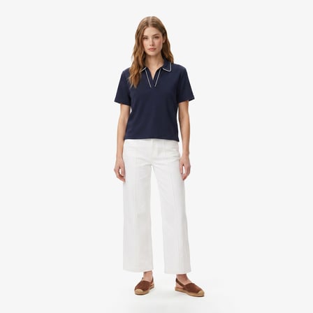 Nautica Kadın Lacivert Regular Fit Polo Yaka T-Shirt