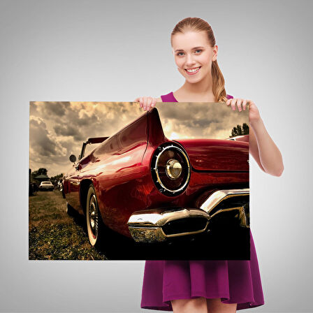 Kırmızı Klasik Araba Tablosu-6597