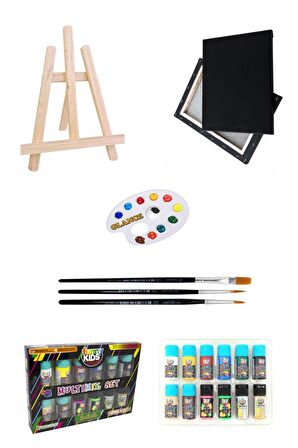 Funny Kıds 20 Ml Multımıx 12'li 25x35 Siyah Tuval Akrilik Başlangıç Seti