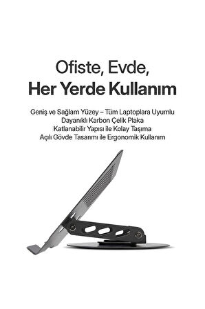 Karbon Çelik Metal Laptop Standı – Ayarlanabilir, Isı Dağıtımlı 11"-17" XR99