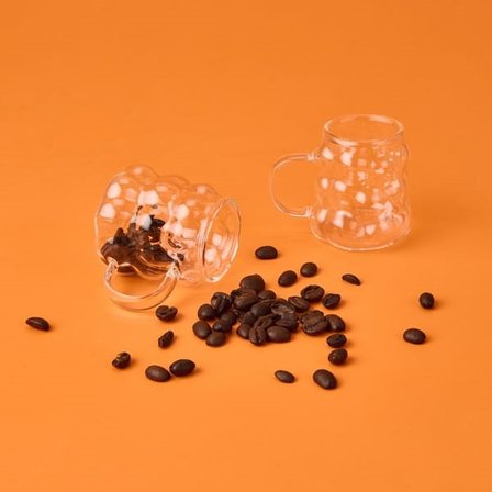 Dmr Kulplu Boncuk 6'lı Kahve Yanı Bardağı - Şeffaf - 75 ml