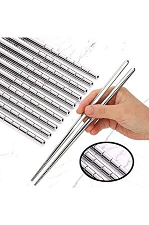 5'li Paslanmaz Çelik Metal Chopstick Çelik Çin Çubuğu