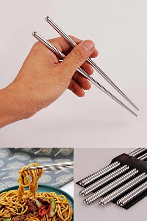 5'li Paslanmaz Çelik Metal Chopstick Çelik Çin Çubuğu