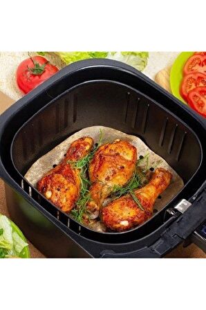 100 Adet Air Fryer Pişirme Kağıdı Tek Kullanımlık Hava Fritöz Yapışmaz Yağlı Kağıt Delikli Model