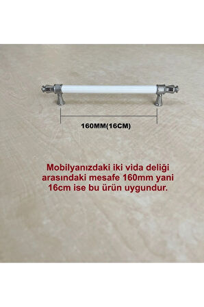 160mm 659 Model Mobilya Mutfak Çekmece Dolap Dolabı Kulpu Kulbu Kulpları 1 Adet Beyaz