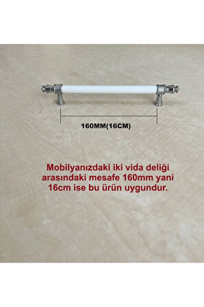 160mm 659 Model Mobilya Mutfak Çekmece Dolap Dolabı Kulpu Kulbu Kulpları 4 Adet Beyaz