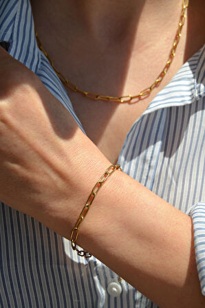 Ataç Zincir Kolye & Bileklik Takımı – 316L Çelik 