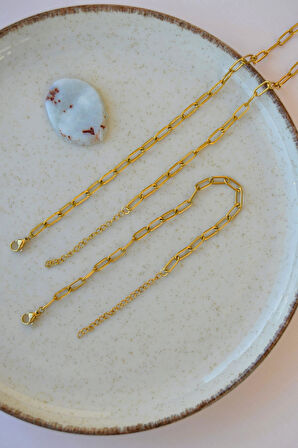 Ataç Zincir Kolye & Bileklik Takımı – 316L Çelik 