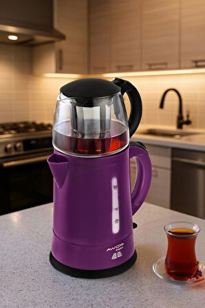 Awox Teaplus Cam Demlikli Elektrikli Çay Makinesi Mor