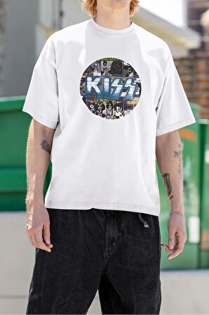 Kiss Müzik Grubu Baskılı Unisex Tişört, Oversize Rock Metal Tişört