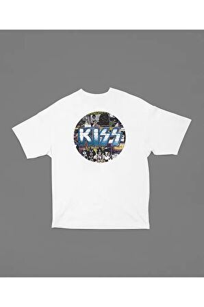 Kiss Müzik Grubu Baskılı Unisex Tişört, Oversize Rock Metal Tişört
