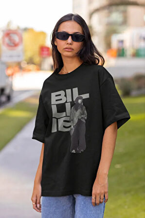 Billie Eilish Özel Tasarım Unisex Tişört, Oversize Şarkıcı Tişört