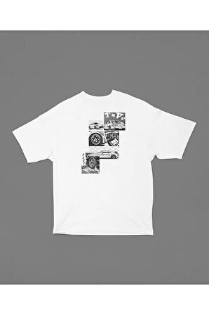 Araba Temalı Oversize Unisex Tişört