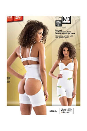 Siyah 2033 Popo Açık Boxer Korse