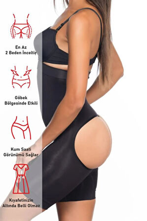 Siyah 2033 Popo Açık Boxer Korse