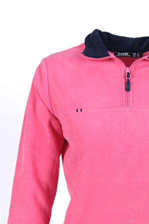 Yarım Fermuarlı Polar  Kadın Sweat 7000 PEMBE