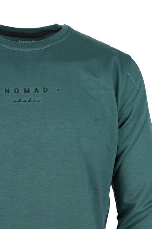 İp O Yaka Nomad Baskı Erkek Sweat 2 B.YEŞİL