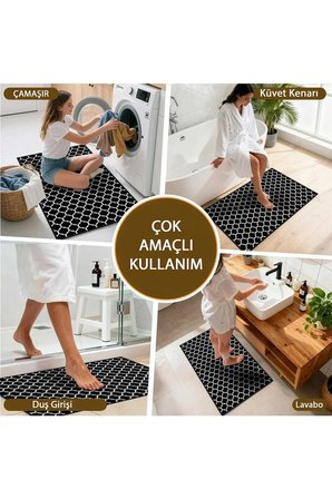 Banyo Paspası, Yumuşak Banyo Halısı, Kaymaz Dot Tabanlı, Yıkanabilir - 60x100