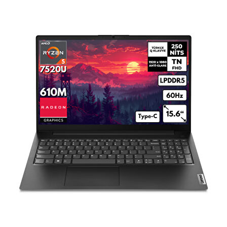 Lenovo V15 G4 Ryzen 5-7520U 8GB 256 GBSSD 15.6" FHD Windows 11 Home Notebook 82YU0124TXHMF12
