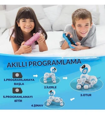 Oyuncak Full Fonksiyon Uzaktan Kumandalı El Sensörlü Şarjlı Işıklı Müzikli Dansçı Robot Köpek