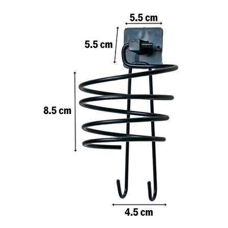 By Nevser® Kendiliğinden Yapışkanlı Siyah Paslanmaz Metal Fön Makinesi Askısı Saç Kurutma Makinesi Tutacağı