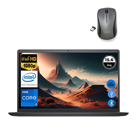 Dell Inspiron 3520 i7 1255U 8GB 2TB M.2 SSD I35201013U ATL34 O/B 15.6" Fdos Taşınabilir Bilgisayar+Mouse