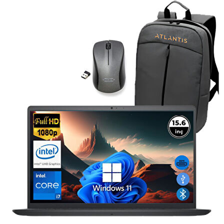 Dell Inspiron 3520 i7 1255U 8GB 512 GB M.2 SSD I35201013U ATL212 O/B 15.6" Win11Pro Taşınabilir Bilgisayar+Çanta+Mouse