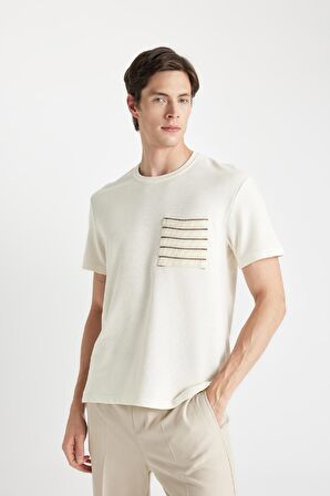 DeFacto Regular Fit Bisiklet Yaka Kısa Kollu Havlu Kumaş Tişört A8695AX24SMER140