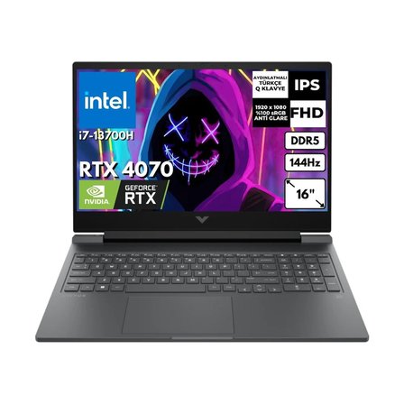 HP Victus 16-R0006NT I7-13700H 32 GB 4 Tbssd 8gb RTX4070 16" 144Hz Fhd Freedos Gaming Laptop 7P632EA BT12