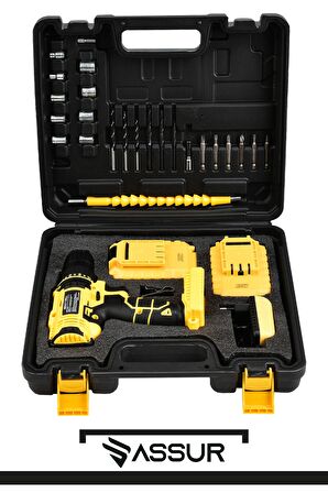 Assur 12V Metal Şanzıman Çift Akülü Bakır Sargı Şarjlı Matkap Akülü Vidalama