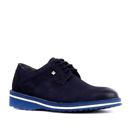 FOSCO FSC8071 LACİVERT NUBUK ERKEK TÜM YÜZ BAĞLI İĞNE BASKILI KLASİK EVA TABAN AYAKKABI