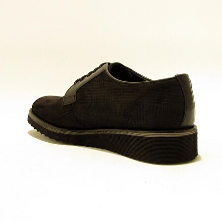 FOSCO FSC-6510 SİYAH NUBUK ERKEK TÜM YÜZ BAĞLI ÖRGÜ BASKILI EVA TABAN AYAKKABI