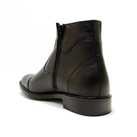 Fosco Fsc 8606 Sivri Burun Orta Topuk Fermuarlı Soğuk Havaya Dayanıklı Günlük Siyah Klasik Bot Hakiki Deri