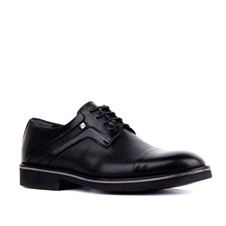 FOSCO FSC9087 SİYAH ERKEK İĞNE BASKILIÇİFT YÜZ BAĞLI ÖKÇELİ EVA TABAN KLASİK AYAKKABI