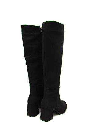 RSL RSL3001 SİYAH SÜET KADIN FERMUARLI KALIN TOPUK ÇİZME