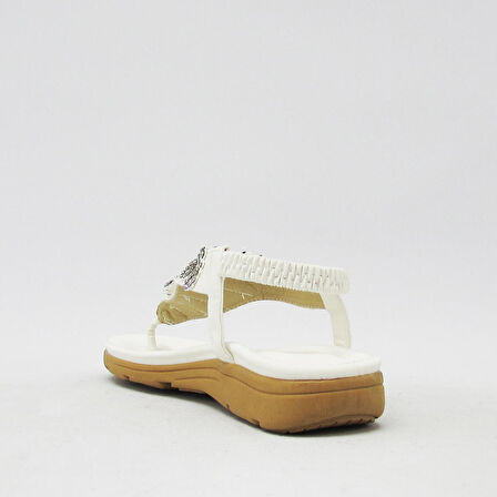 GUJA BLG120-1 BEYAZ KADIN PARMAK ARASI TAŞLI SANDALET