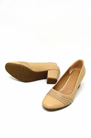 BEETY AKYN23-8664 NUT KADIN KÜT BURUN KALIN TOPUK AYAKKABI