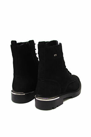 CASTLE BLACK CB82422 SİYAH NUBUK KADIN ÇİFTYÜZ BAĞLI BOT