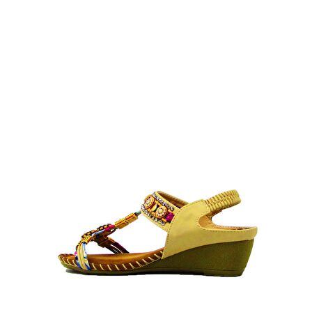 GUJA BLG151-3 BEJ KADIN TAŞLI DOLGU TOPUK SANDALET
