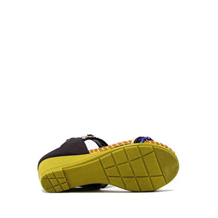 GUJA BLG151-3 SİYAH KADIN TAŞLI DOLGU TOPUK SANDALET