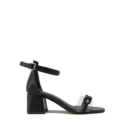 KANUGA BB2022-47 SİYAH KADIN ŞEFFAF UZAY YOLU TOKALI SANDALET