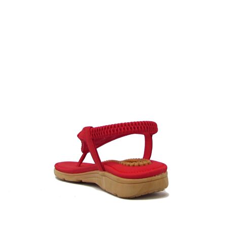 GUJA BLG22Y120-16 KIRMIZI KADIN PARMAK ARASI BONCUKLU SANDALET