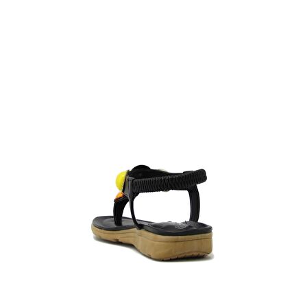 GUJA BLG22Y150-12 SİYAH KADIN RENKLİ BONCUKLU PARMAK ARASI SANDALET